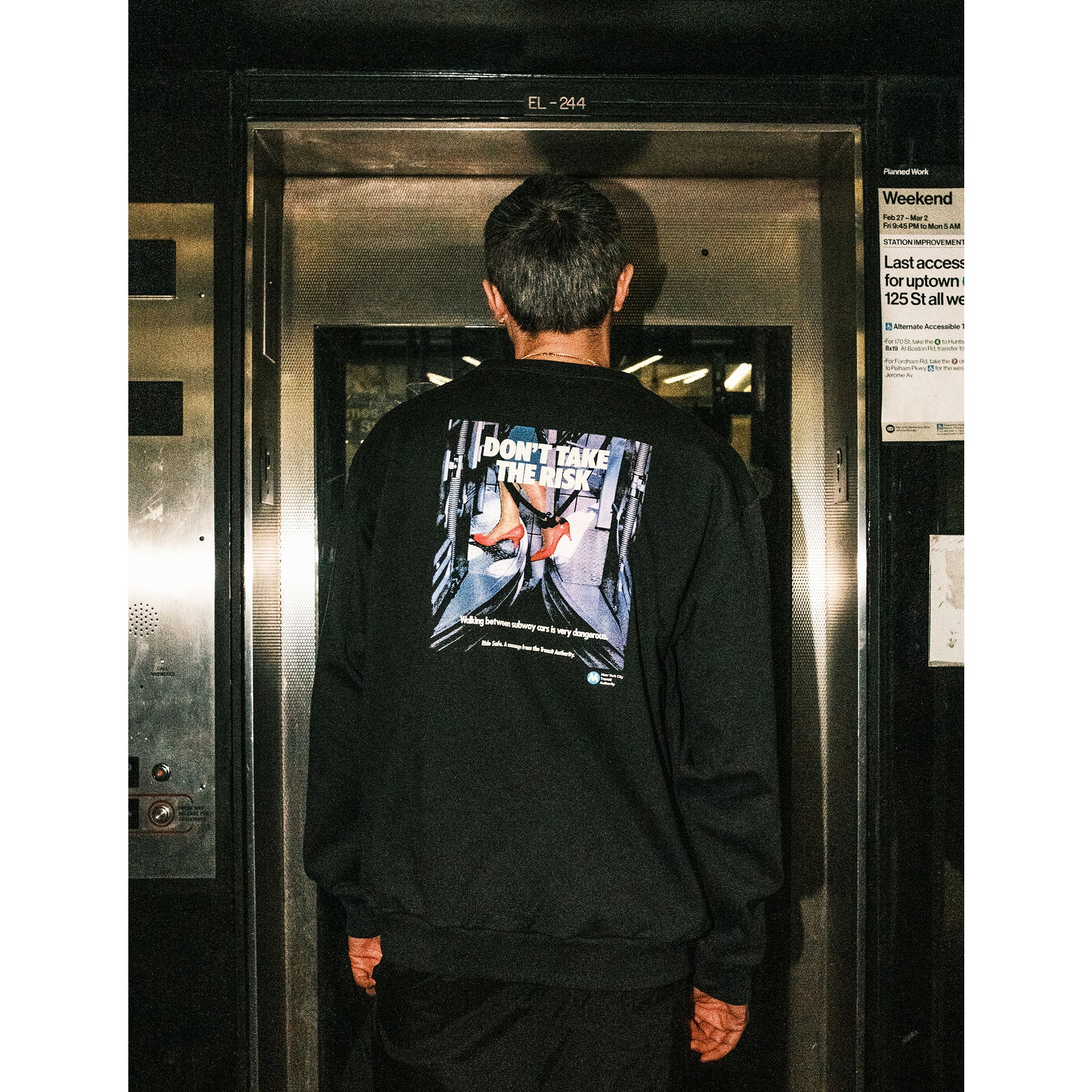 MTA Don't Take the Risk Poster Crewneck - Image 2