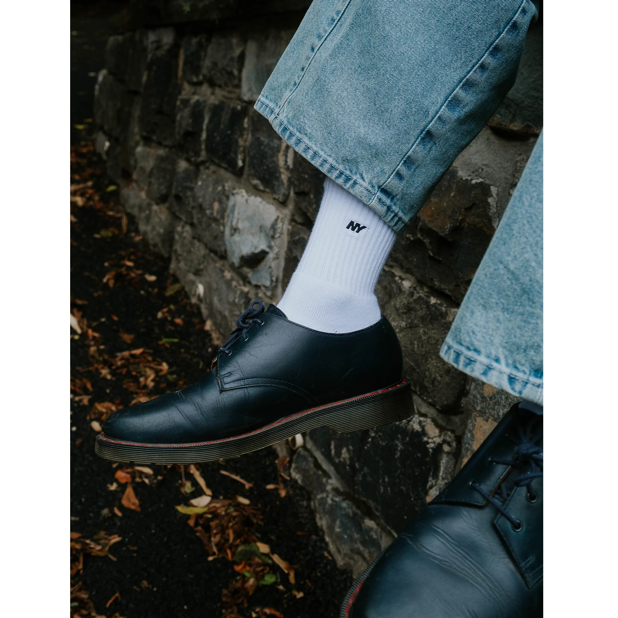NY Speed Logo Applique Half Crew Socks - Image 5