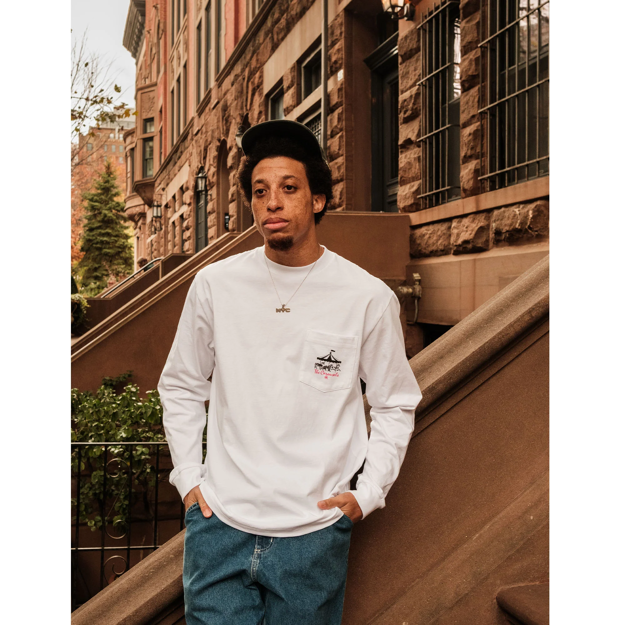 Parks Carousel Long Sleeve Pocket T-Shirt - Image 2